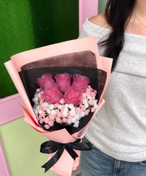 Luxe Shiny Pink Serene Rose Bouquet
